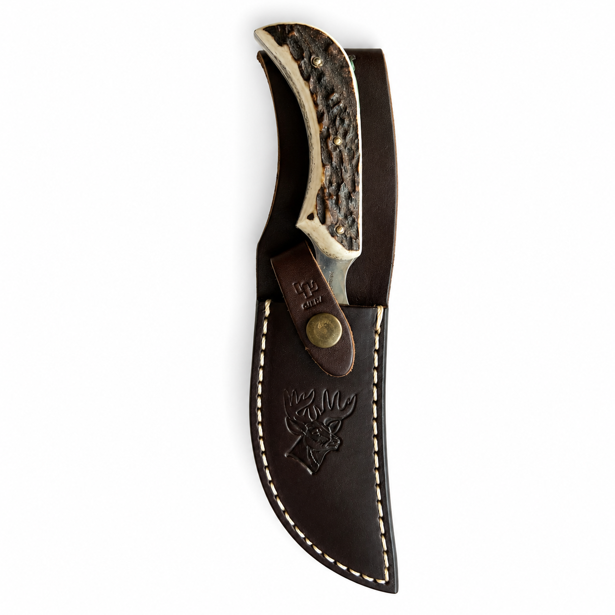 Cuchillo Ojeda de Caza Curvito con Mango de Reno