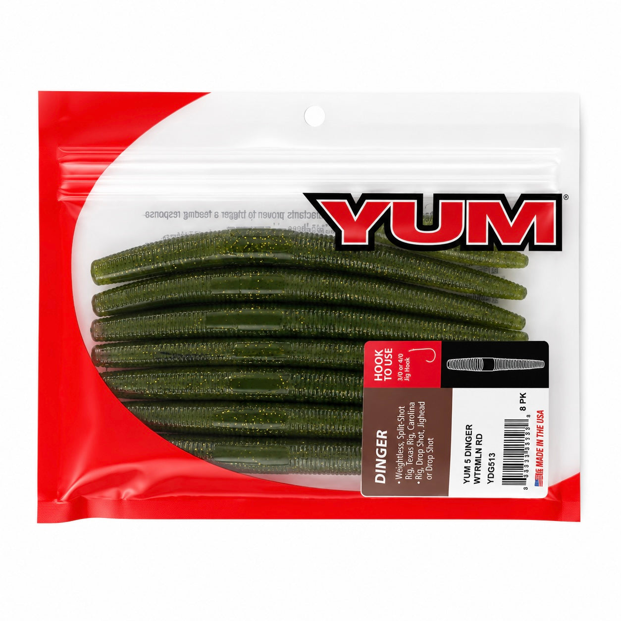 Señuelo Soft YUM Dinger 5" Gusano (paquete 8 pcs)