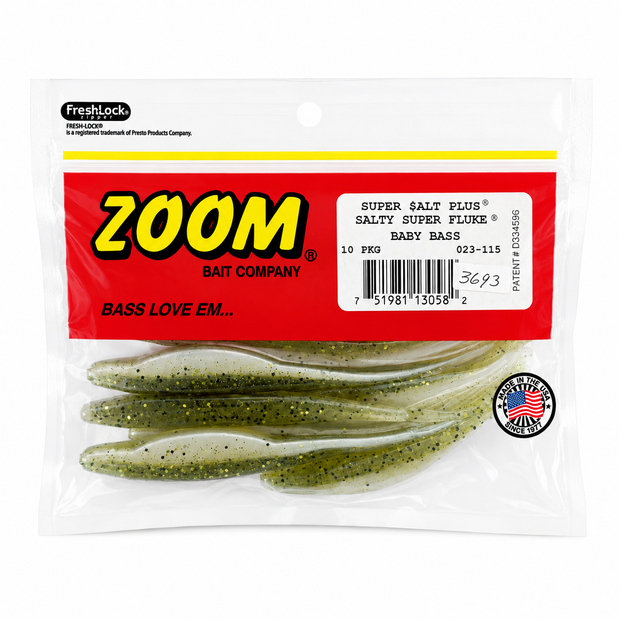 Señuelo Soft Salty Super Fluke Baby Bass (Paquete 10 pzas)