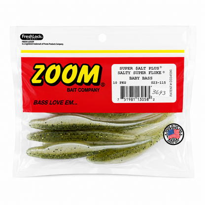 Señuelo Soft Salty Super Fluke Baby Bass (Paquete 10 pzas)